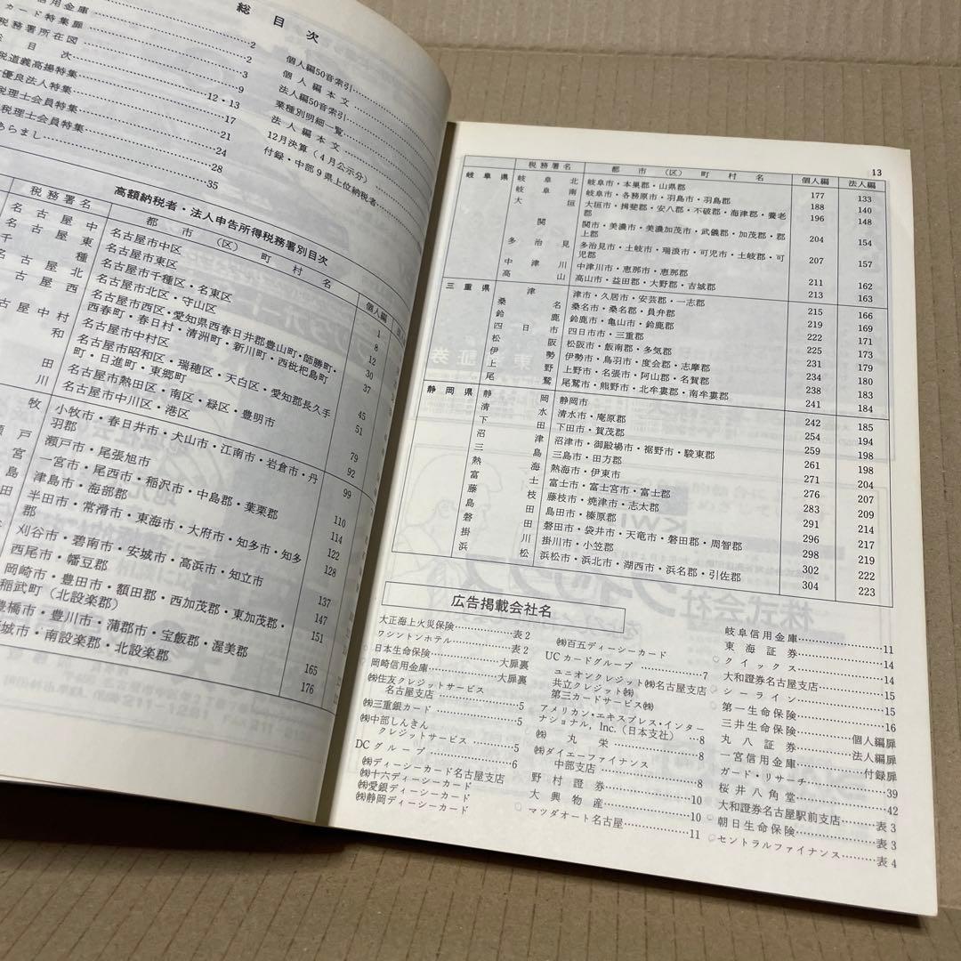 ★入手困難★ 平成2年版　東海4県　高額納税者・法人申告所得名鑑※中部経済新聞社