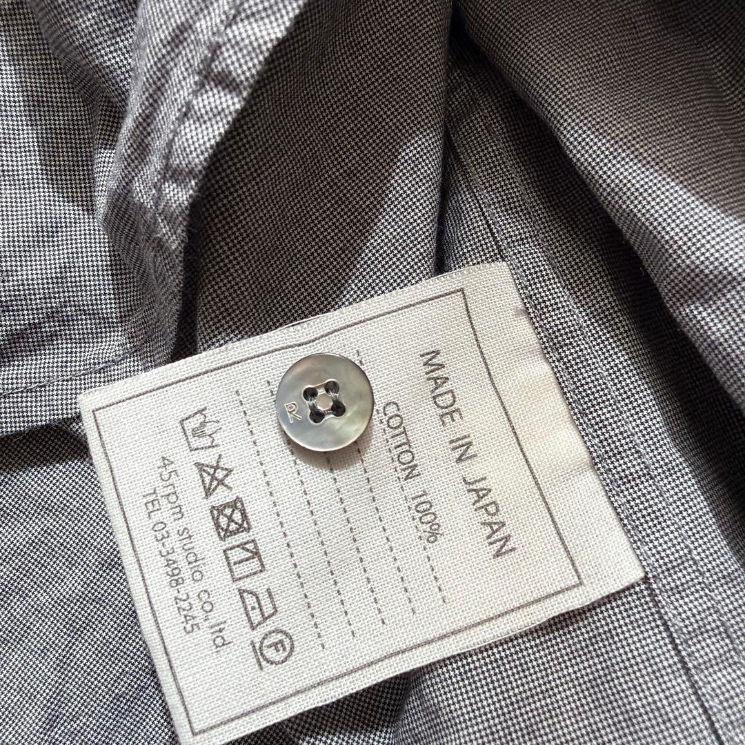 45R レディースフリル付き長袖ブラウス　グレー　2 コットン