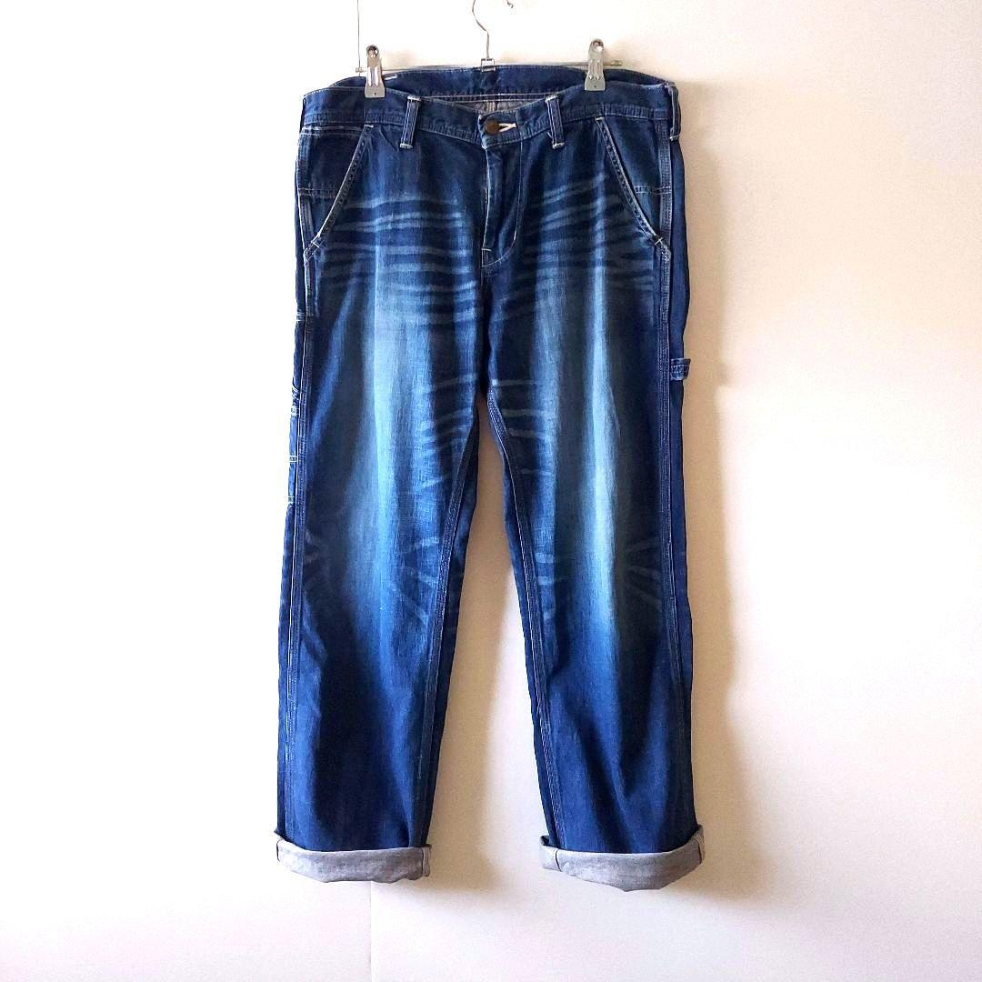 状態良好 日本製 Lee ライトオンスデニム ペインター L ネイビー