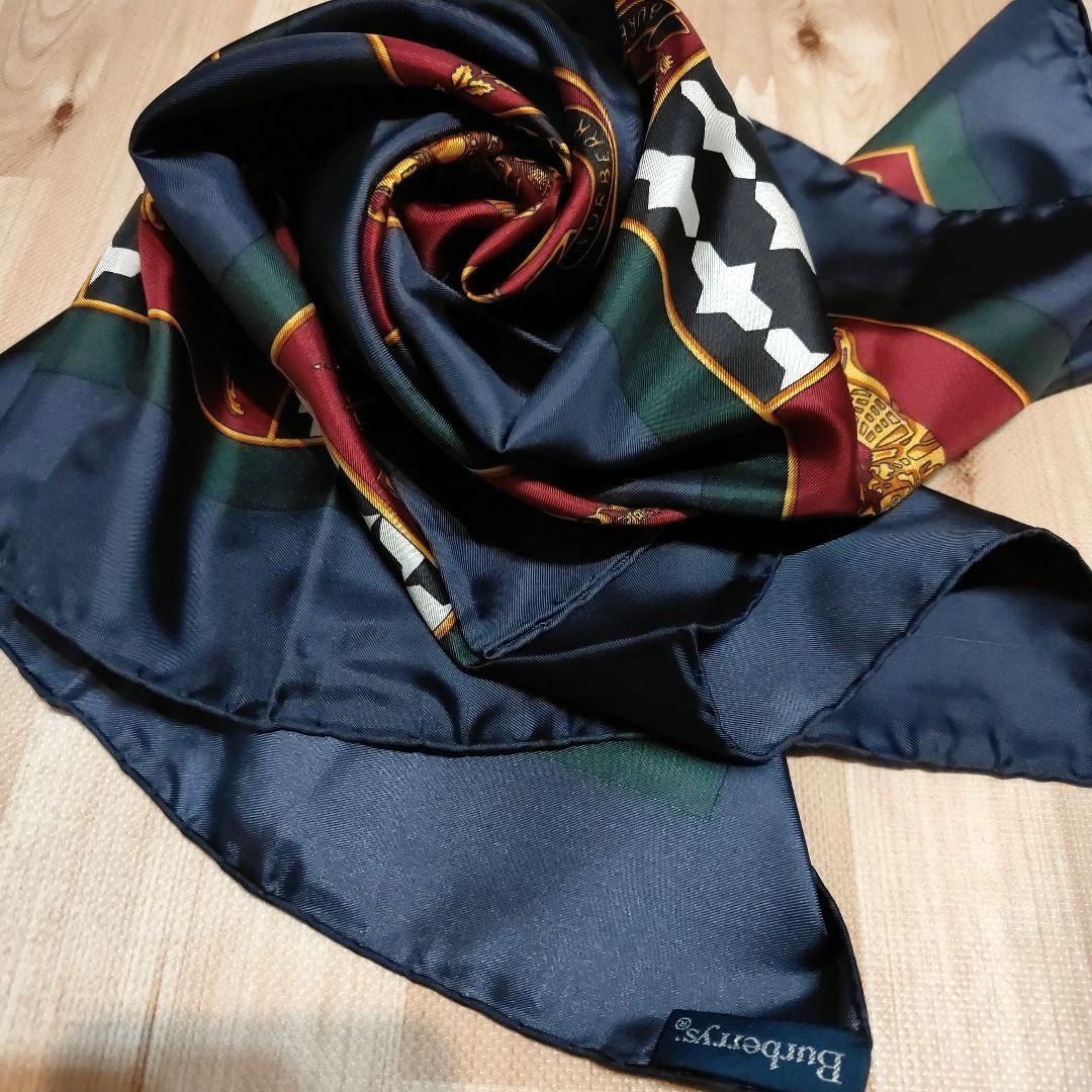 BURBERRY'S シルクスカーフ ネイビー シルク100% 大判美品