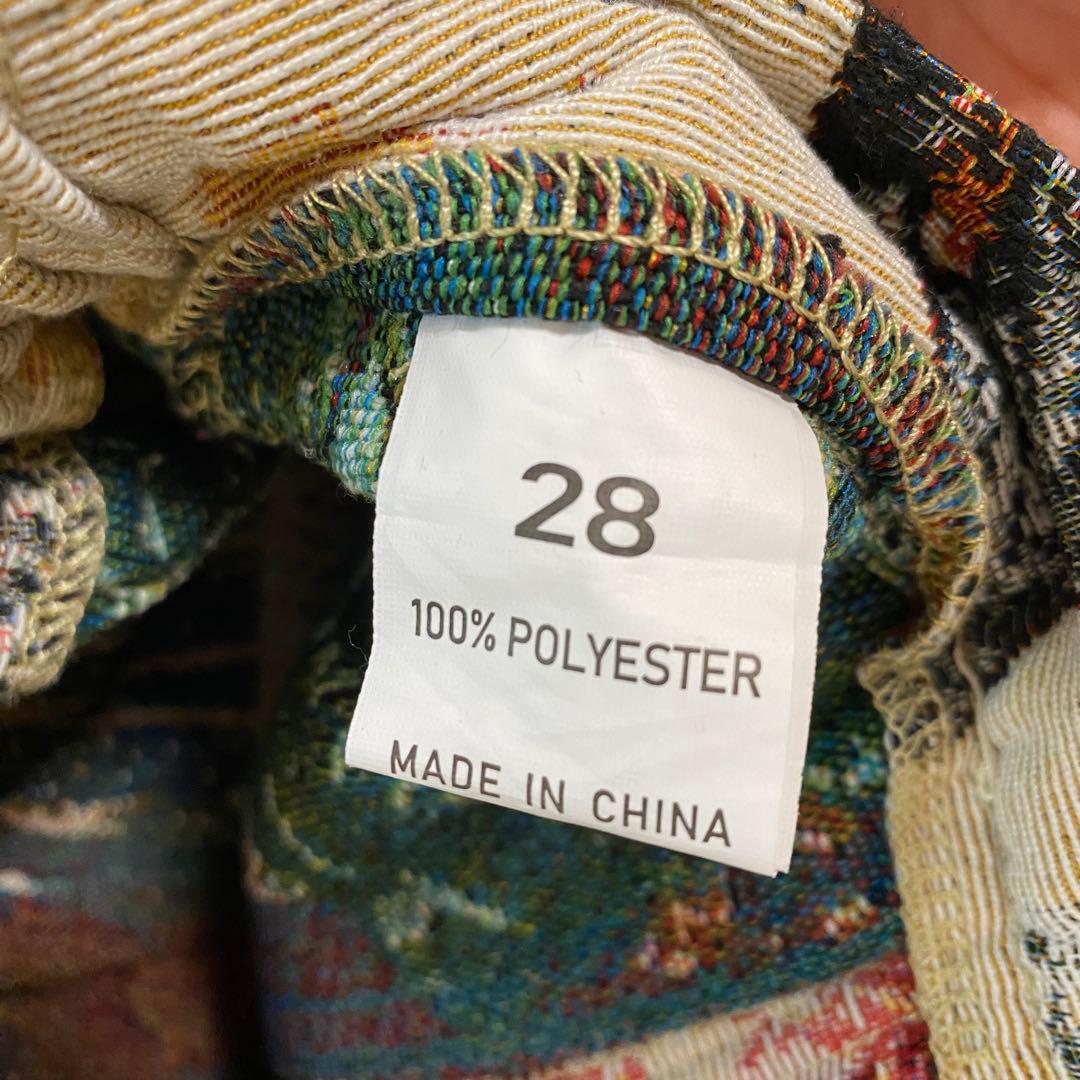 GUAPI風　タペストリーパンツ　S カーゴパンツ　海外　サイズ28 刺繍パンツ