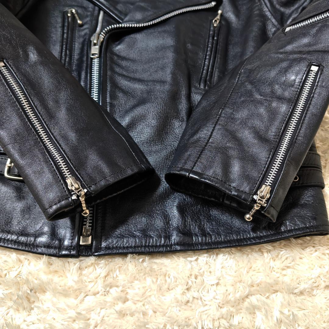 ホーンワークス ダブル ライダースジャケット キルティング ブラック レザー