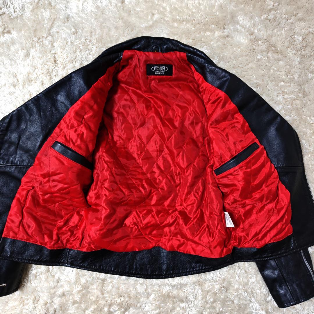 ホーンワークス ダブル ライダースジャケット キルティング ブラック レザー