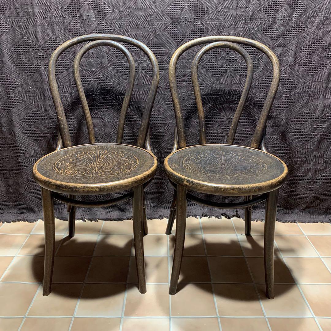 【希少】TON社製 2脚セット ベントウッドチェア アンティーク 曲げ木 チェア