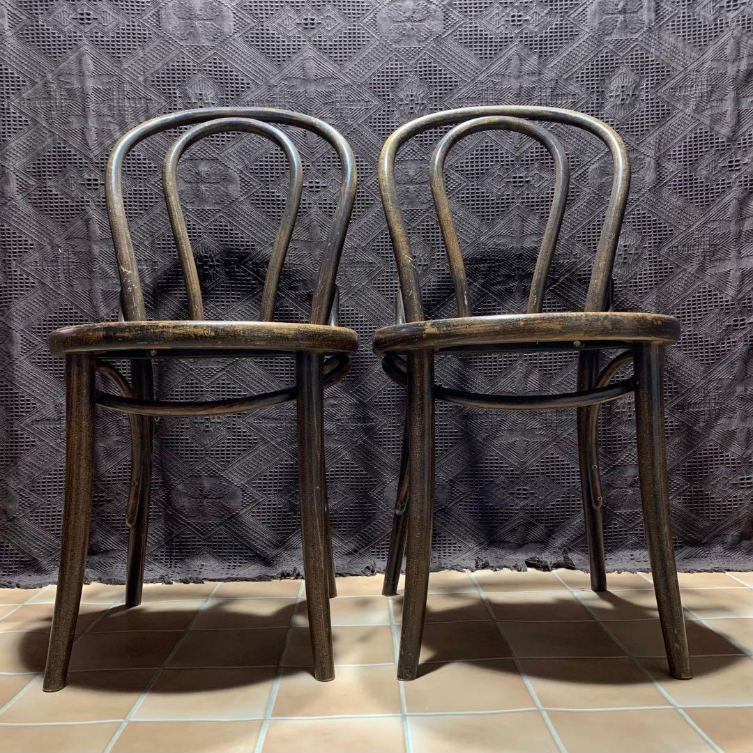 【希少】TON社製 2脚セット ベントウッドチェア アンティーク 曲げ木 チェア