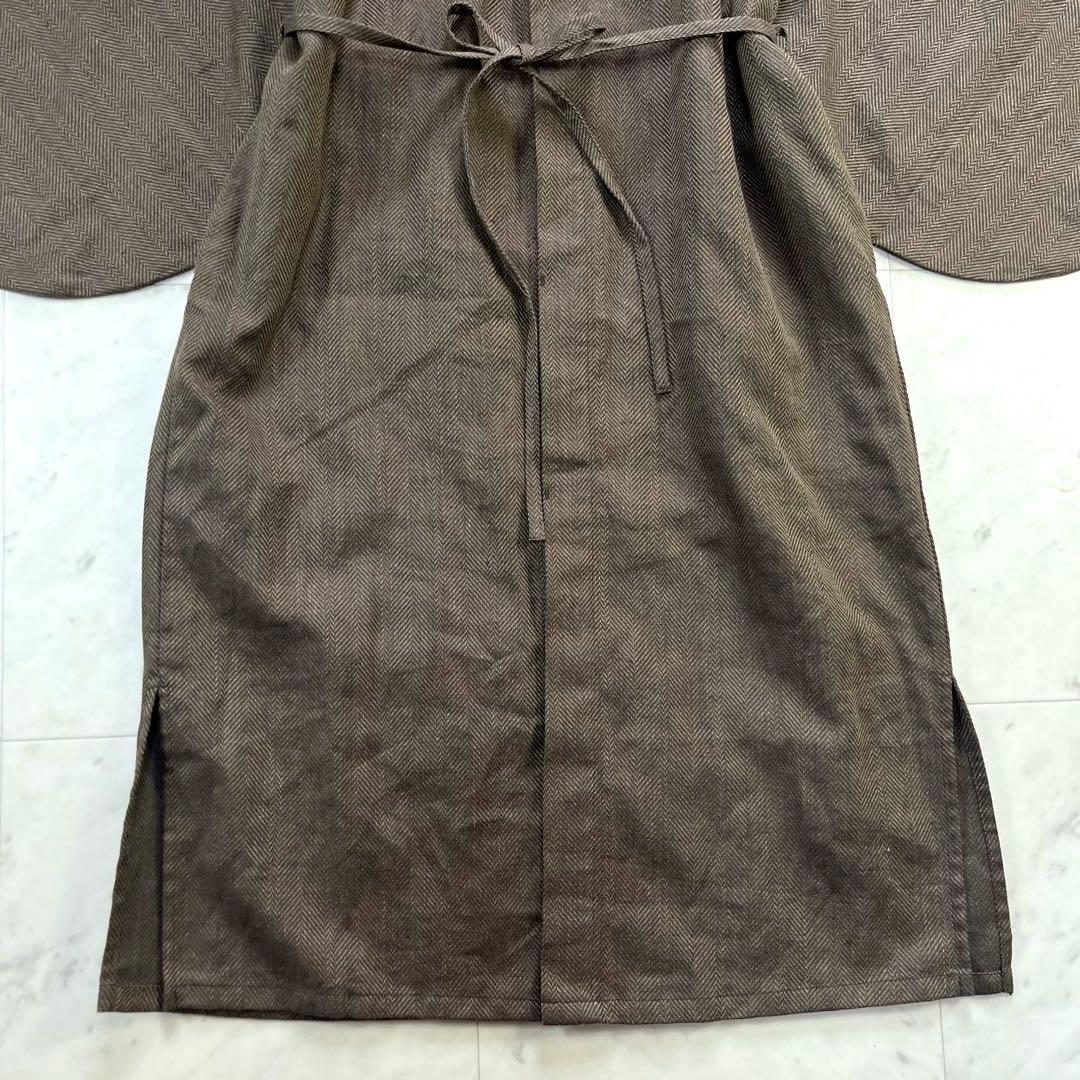 極美品♪SOU SOU 綿麻(めんあさ)杉綾織　薙刀かり衣　細衿 沈香色 M