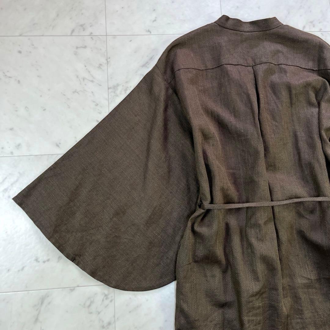 極美品♪SOU SOU 綿麻(めんあさ)杉綾織　薙刀かり衣　細衿 沈香色 M