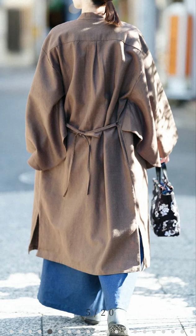 極美品♪SOU SOU 綿麻(めんあさ)杉綾織　薙刀かり衣　細衿 沈香色 M