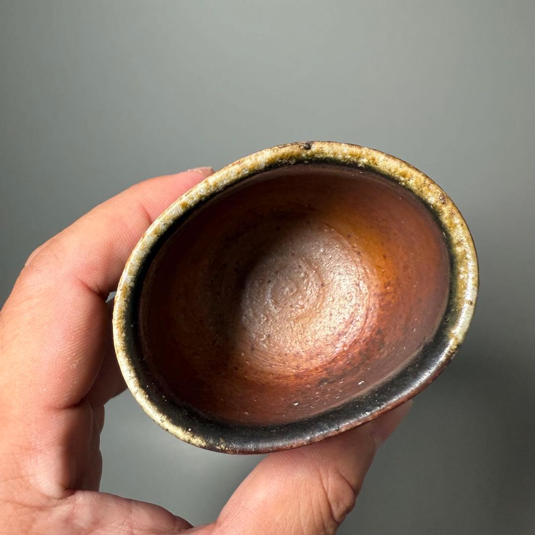 備前焼　ぐい呑み　二点　森博昭（森丁斎）　山本出（祖父・山本陶秀　人間国宝）