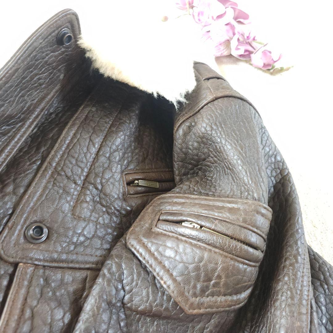 90s wind armor フランスラムレザー ムートン襟 フライトジャケット