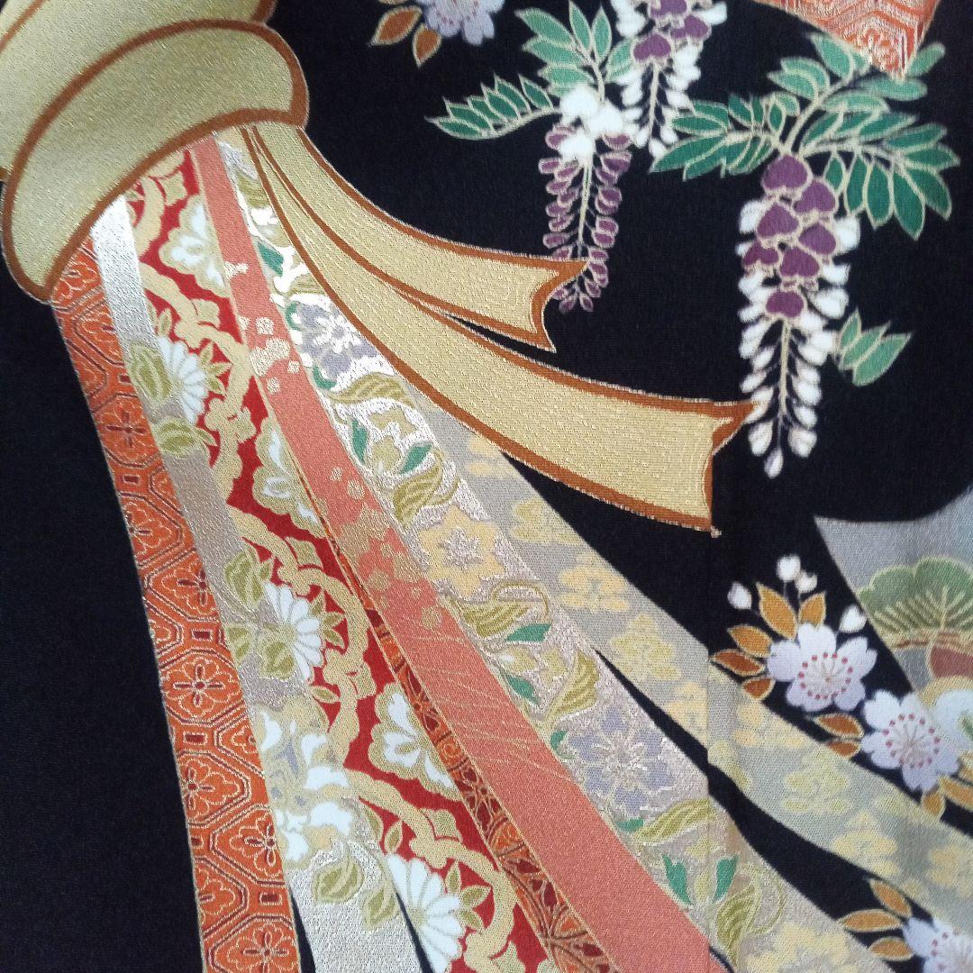 黒留袖リメイクワンピース エレガント　帯ベルト付き