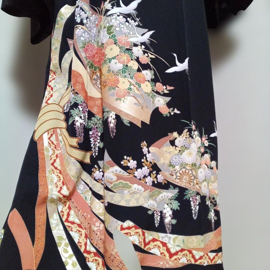 黒留袖リメイクワンピース エレガント　帯ベルト付き