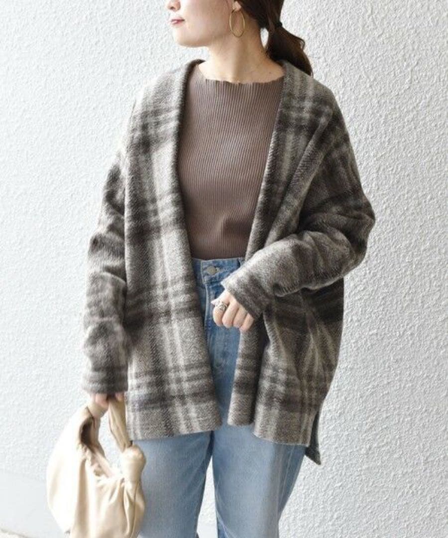 SHIPS チェック　ショートコート　羽織り