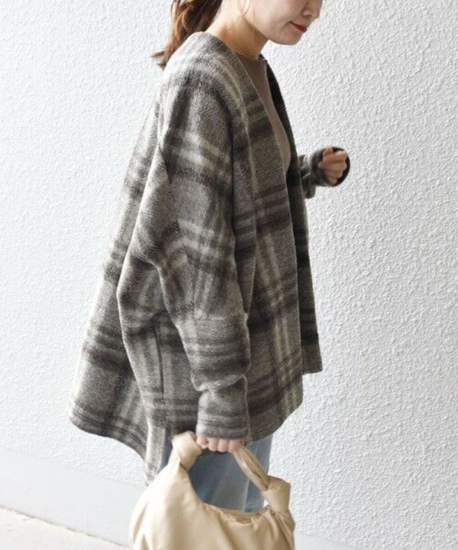 SHIPS チェック　ショートコート　羽織り