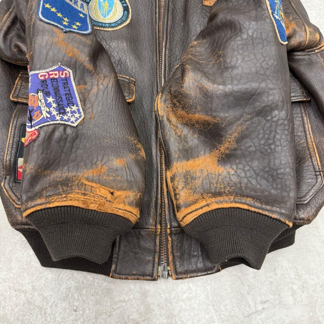 し*け様 ◎90s AVIREX U.S.A. G-1 レザージャケット M ブ