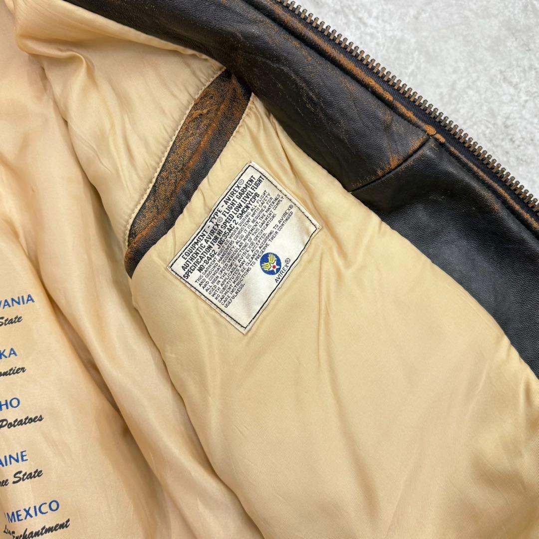 し*け様 ◎90s AVIREX U.S.A. G-1 レザージャケット M ブ