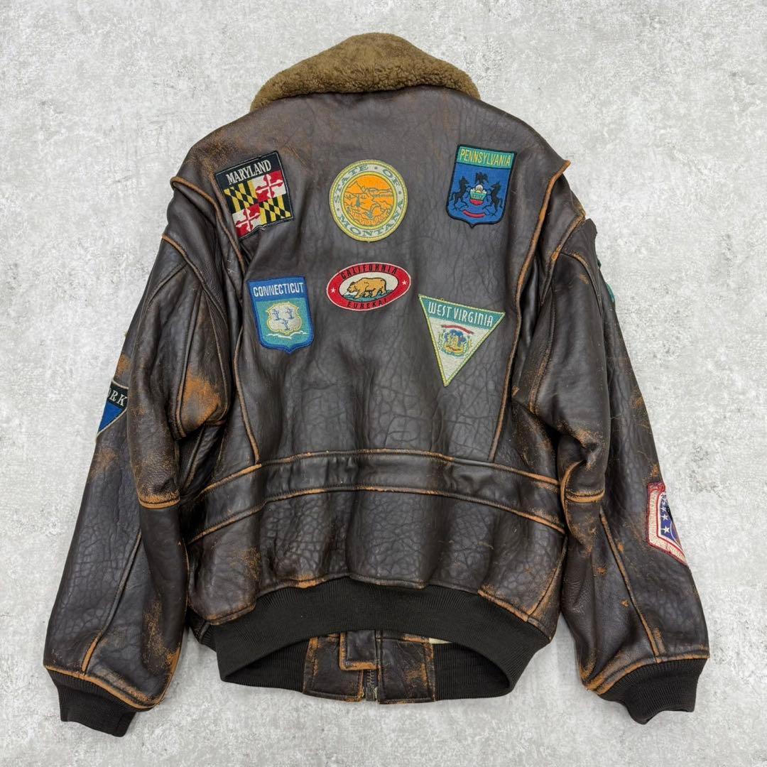 し*け様 ◎90s AVIREX U.S.A. G-1 レザージャケット M ブ