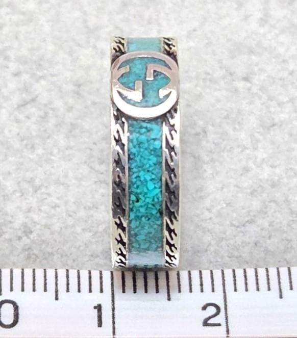 GUCCIグッチ　インターロッキングG　SVターコイズリング　11号　43333
