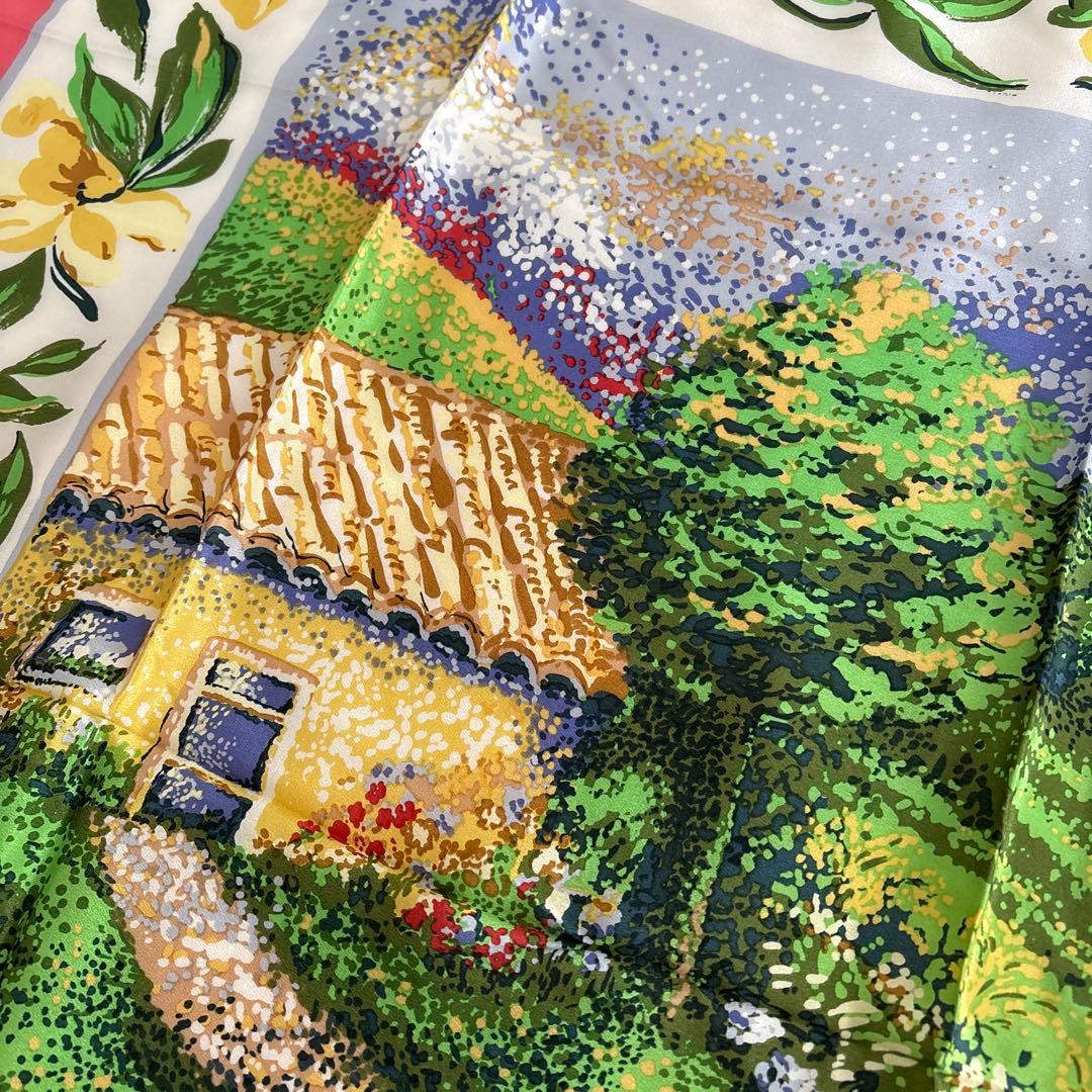 RALPH LAUREN シルク　スカーフ　風景画　ラルフローレン　絹　SILK