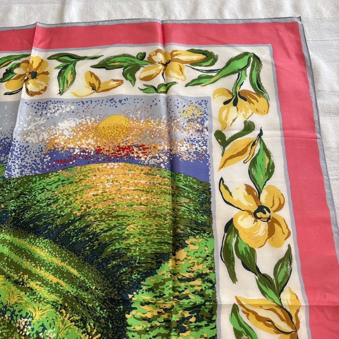 RALPH LAUREN シルク　スカーフ　風景画　ラルフローレン　絹　SILK