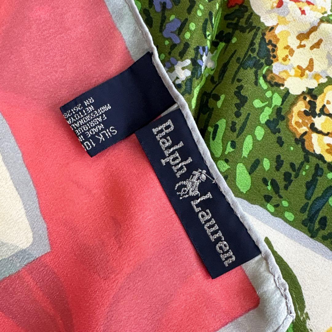 RALPH LAUREN シルク　スカーフ　風景画　ラルフローレン　絹　SILK