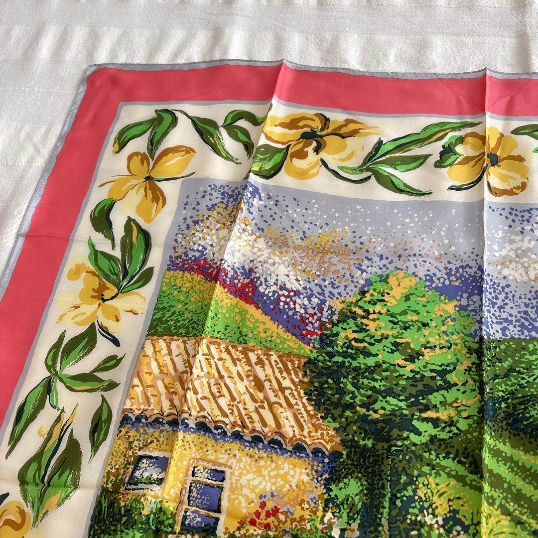 RALPH LAUREN シルク　スカーフ　風景画　ラルフローレン　絹　SILK