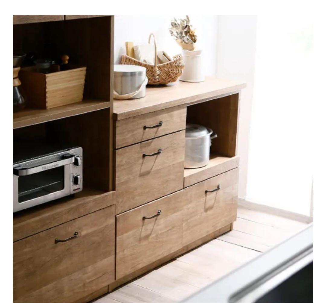 木製キッチンカウンター 引き出し4つ　送料込み