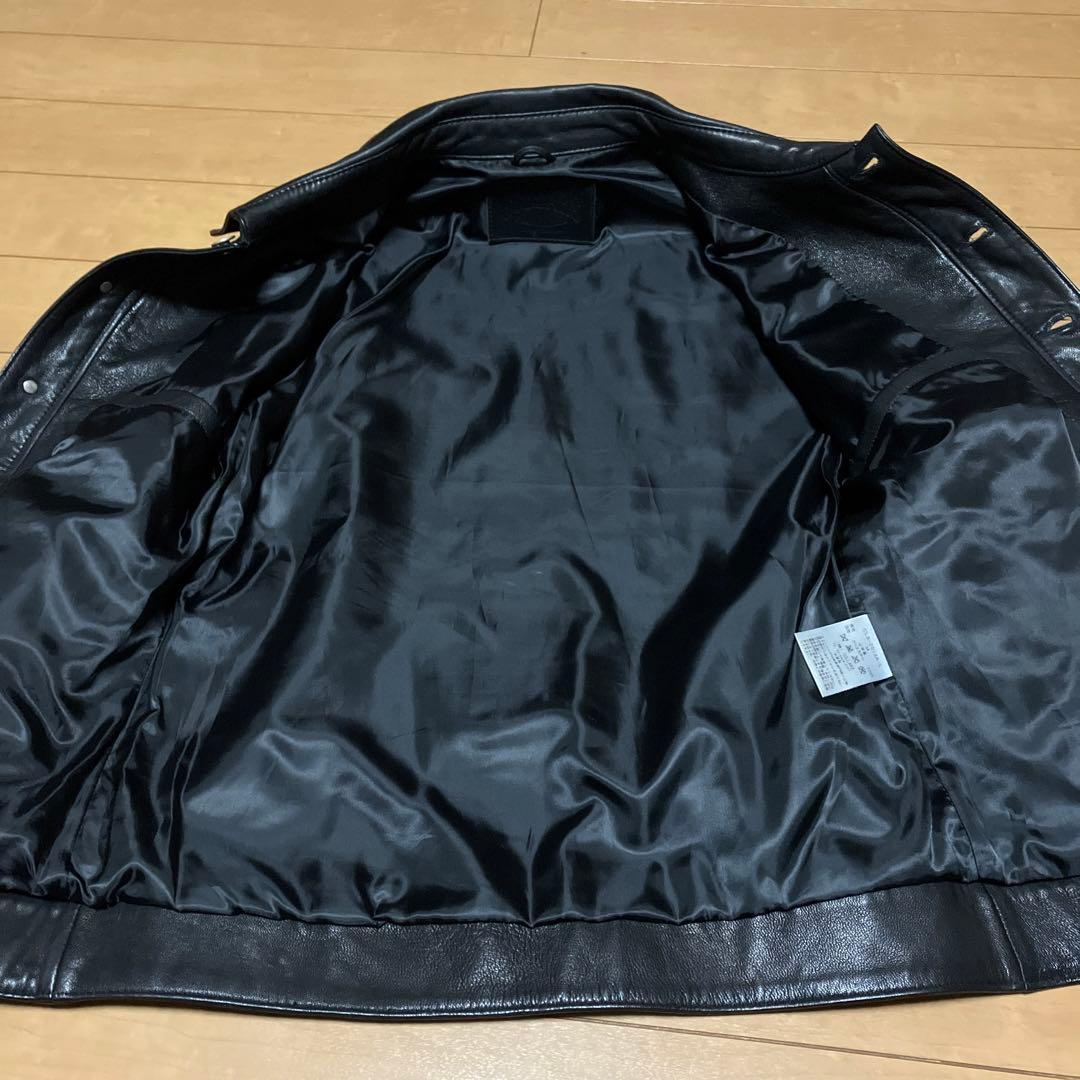 山羊革 COLLARS レザートラッカー 3rdタイプスカルボタン M ブラック