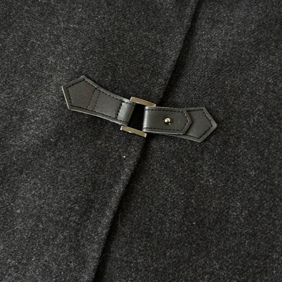 自由区✨2way アンゴラウール　ポンチョ　リアルファー　フード　ケープコートM