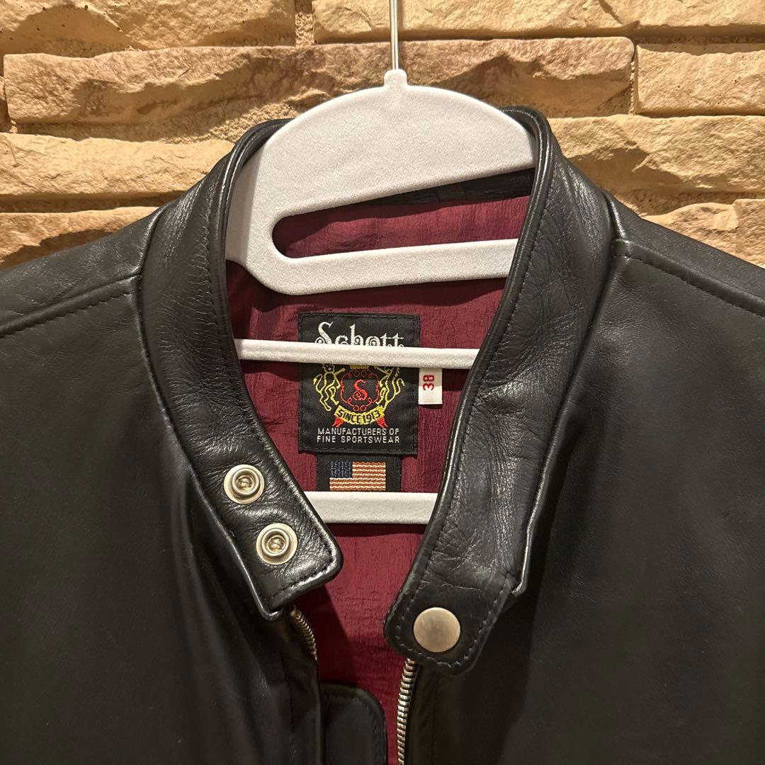 Schott ショット シングルライダースジャケット ブラック 38