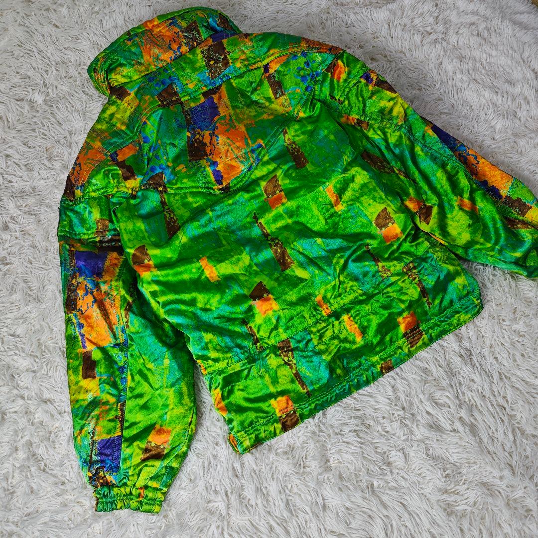 【美品】GOLDWIN 90s 総柄アノラック 中綿ジャケット 緑　メンズL