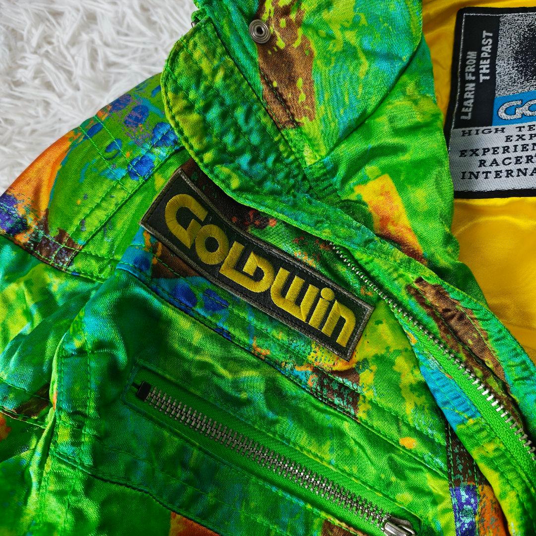 【美品】GOLDWIN 90s 総柄アノラック 中綿ジャケット 緑　メンズL