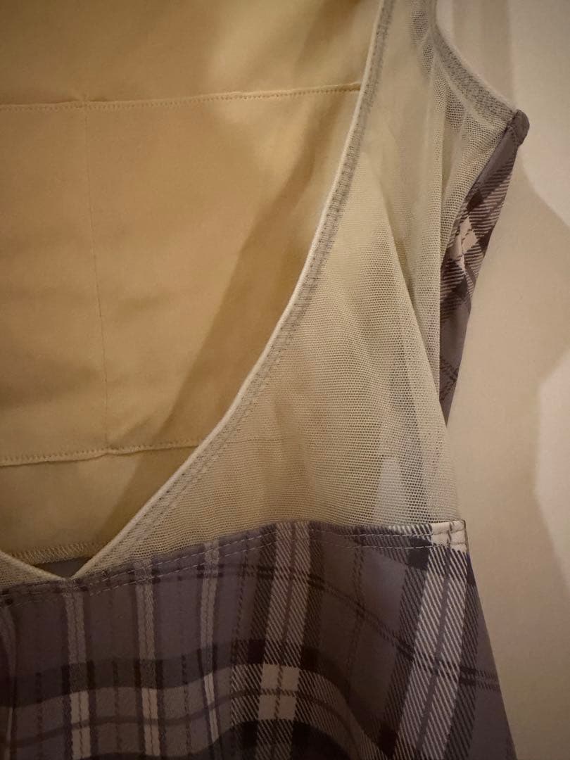 新品 M size unoa ウノア レオタード バレエ チェック グレー