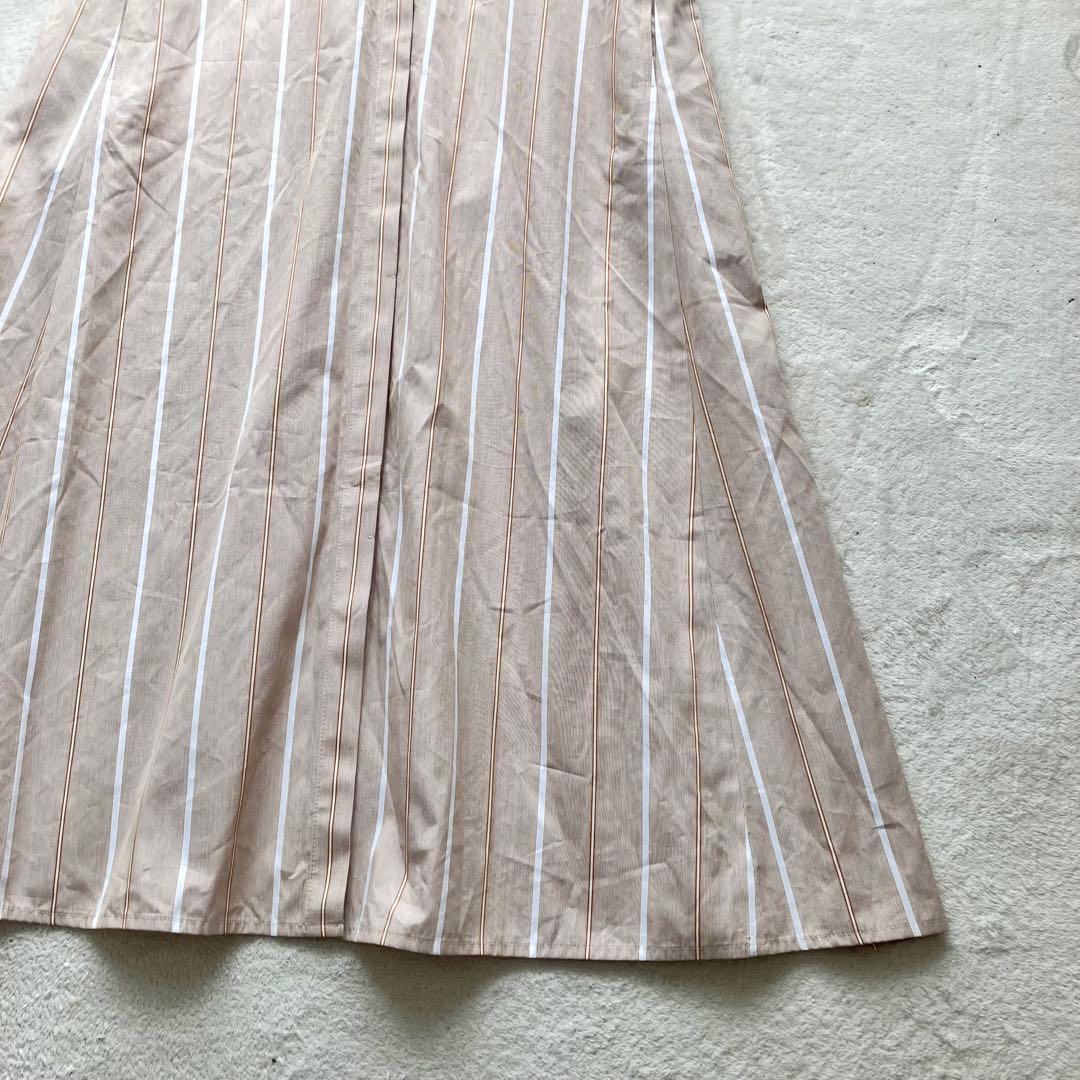 未使用タグ付 レリアン バンドカラーシャツワンピース ストライプ Lilian