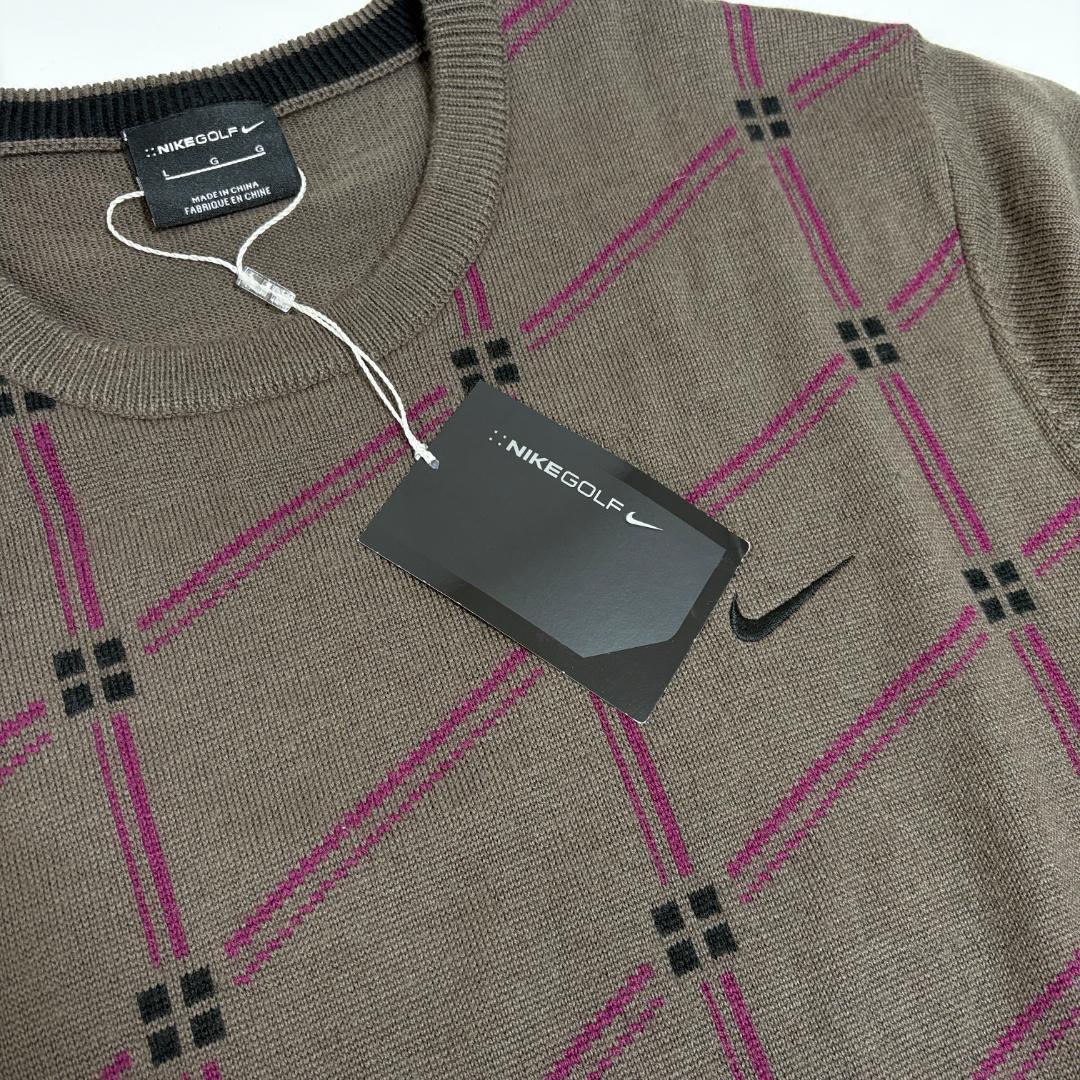 L　NIKE GOLF　前身頃総柄ハイゲージニット　ゴルフセーター　ナイキゴルフ
