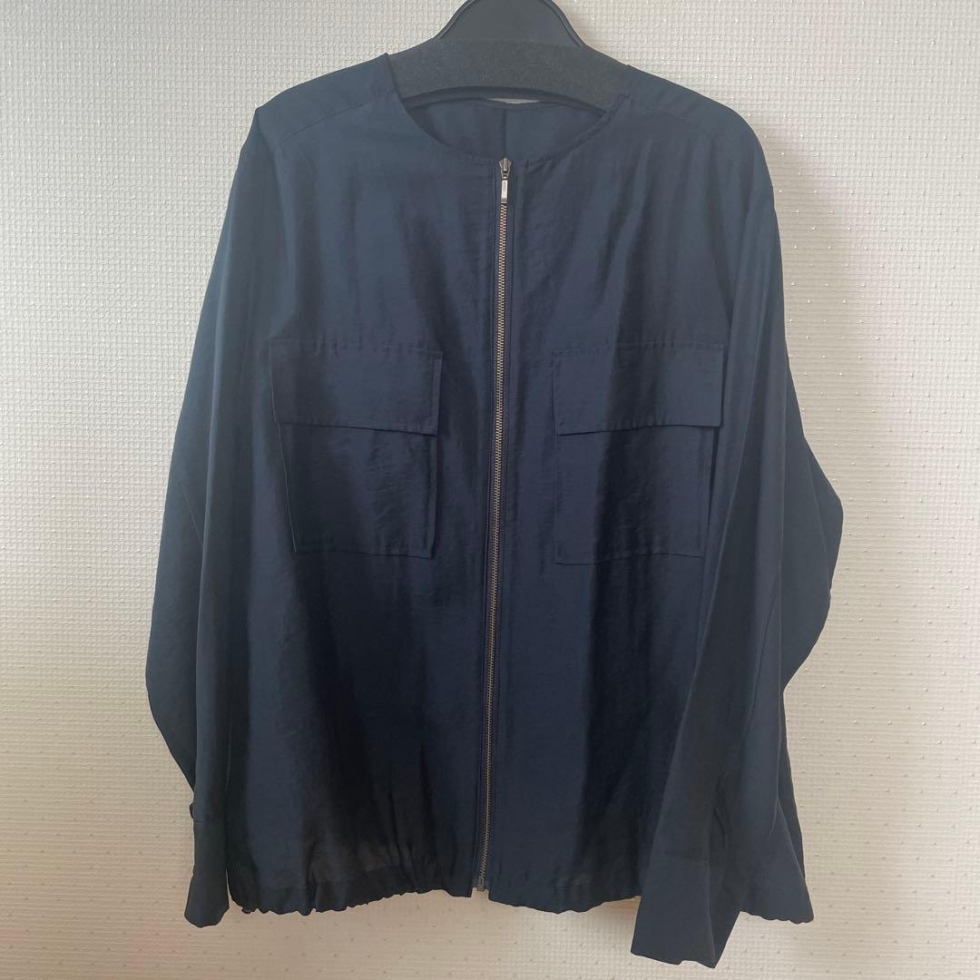 ICBリヨセルナイロンワッシャー ノーカラーブルゾン ネイビー サイズ4