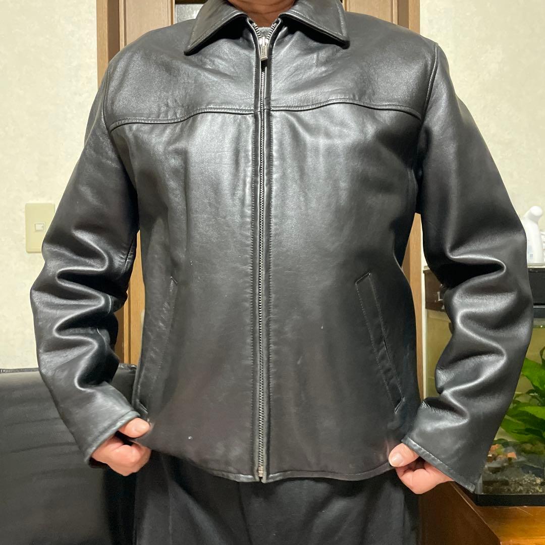 ゲス　本革シングルライダース　黒　M 羊革