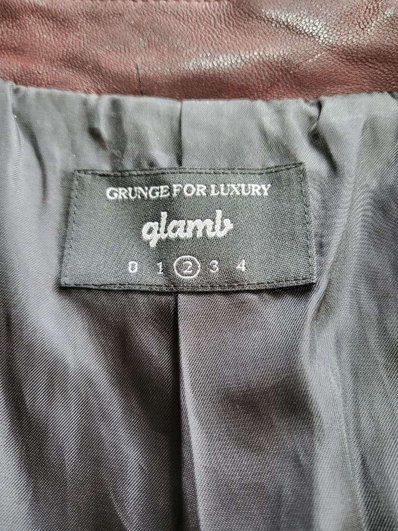 送込 glamb レザー ライダース ジャケット シープ 2 ブラウン