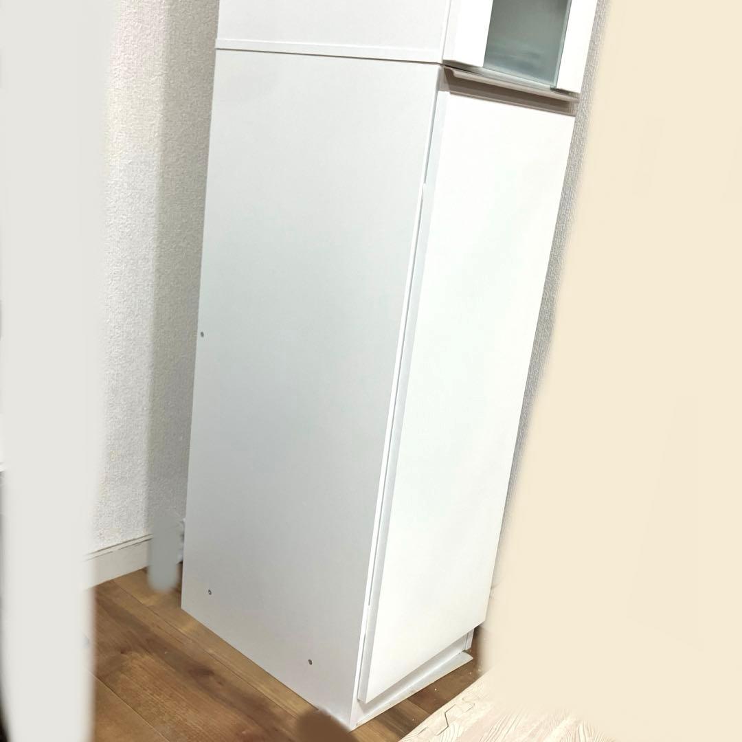 ニトリ　キッチン　棚　ガラス戸　スリム　ホワイト スリム収納　食器棚　30cm