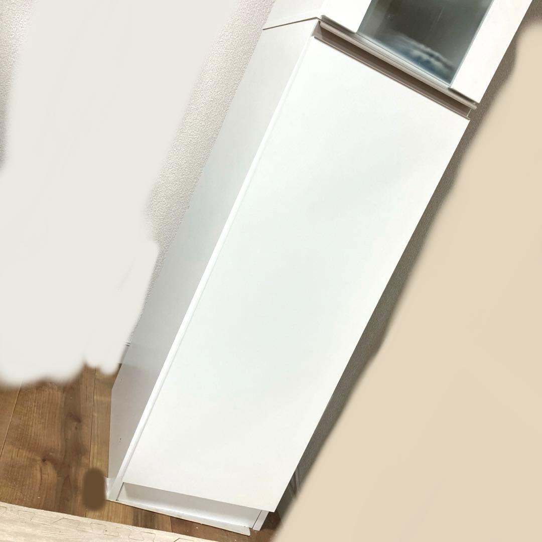 ニトリ　キッチン　棚　ガラス戸　スリム　ホワイト スリム収納　食器棚　30cm