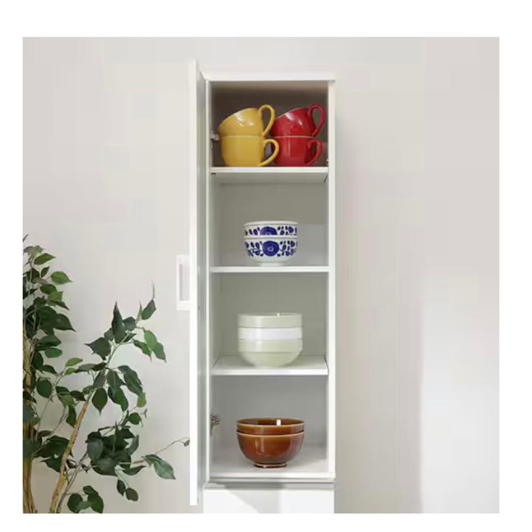 ニトリ　キッチン　棚　ガラス戸　スリム　ホワイト スリム収納　食器棚　30cm