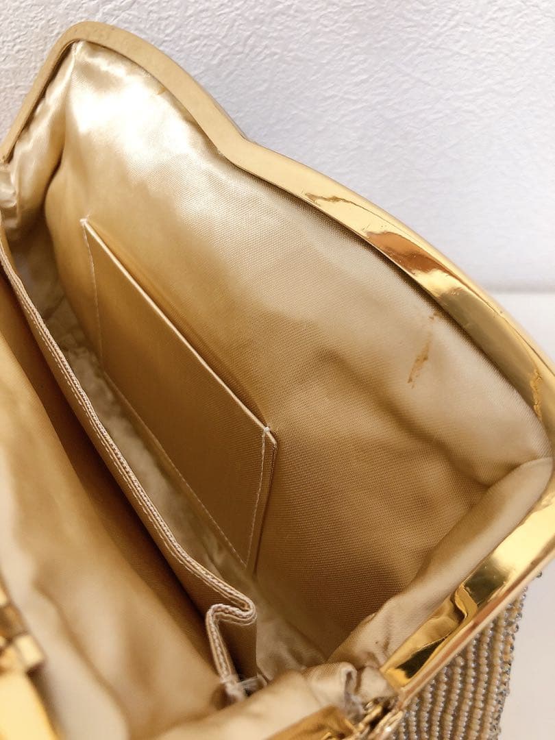 ビーズ刺繍　チェーンバック　パーティー　アンティーク　ゴールド