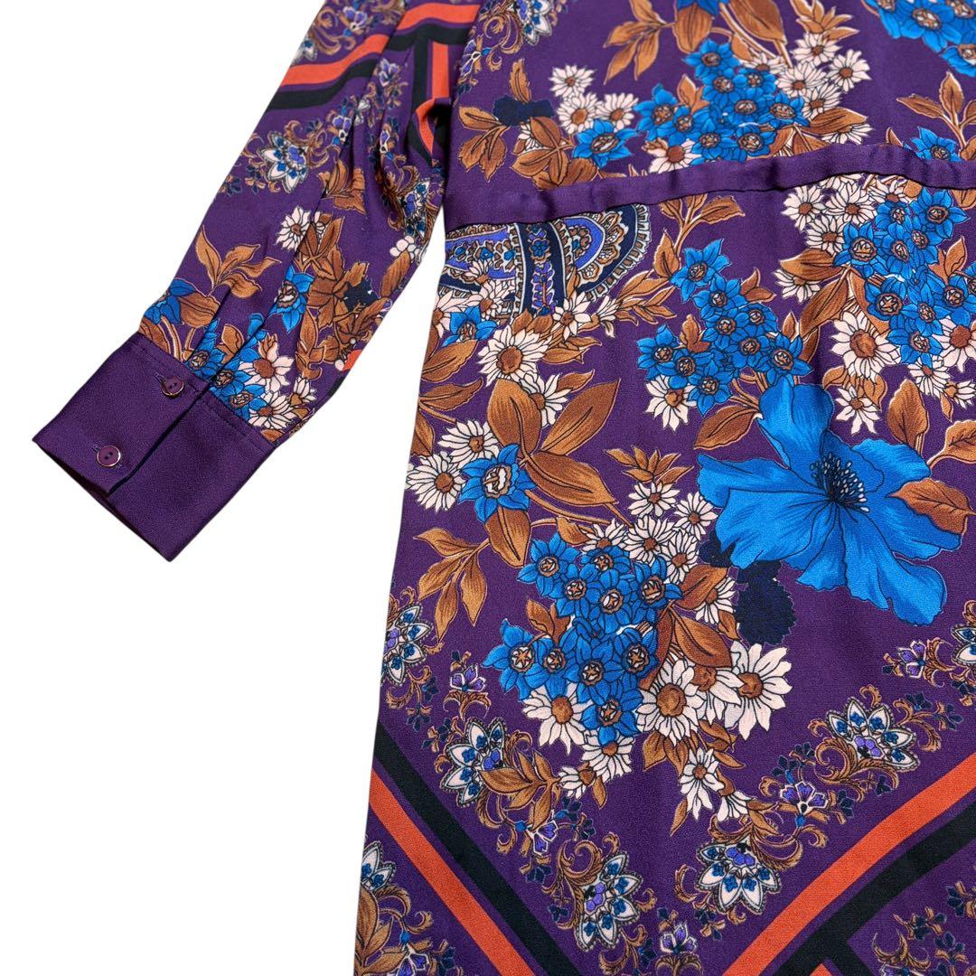 美品 グレース コンチネンタル ボタニカル スカーフ ロング ワンピース 花柄