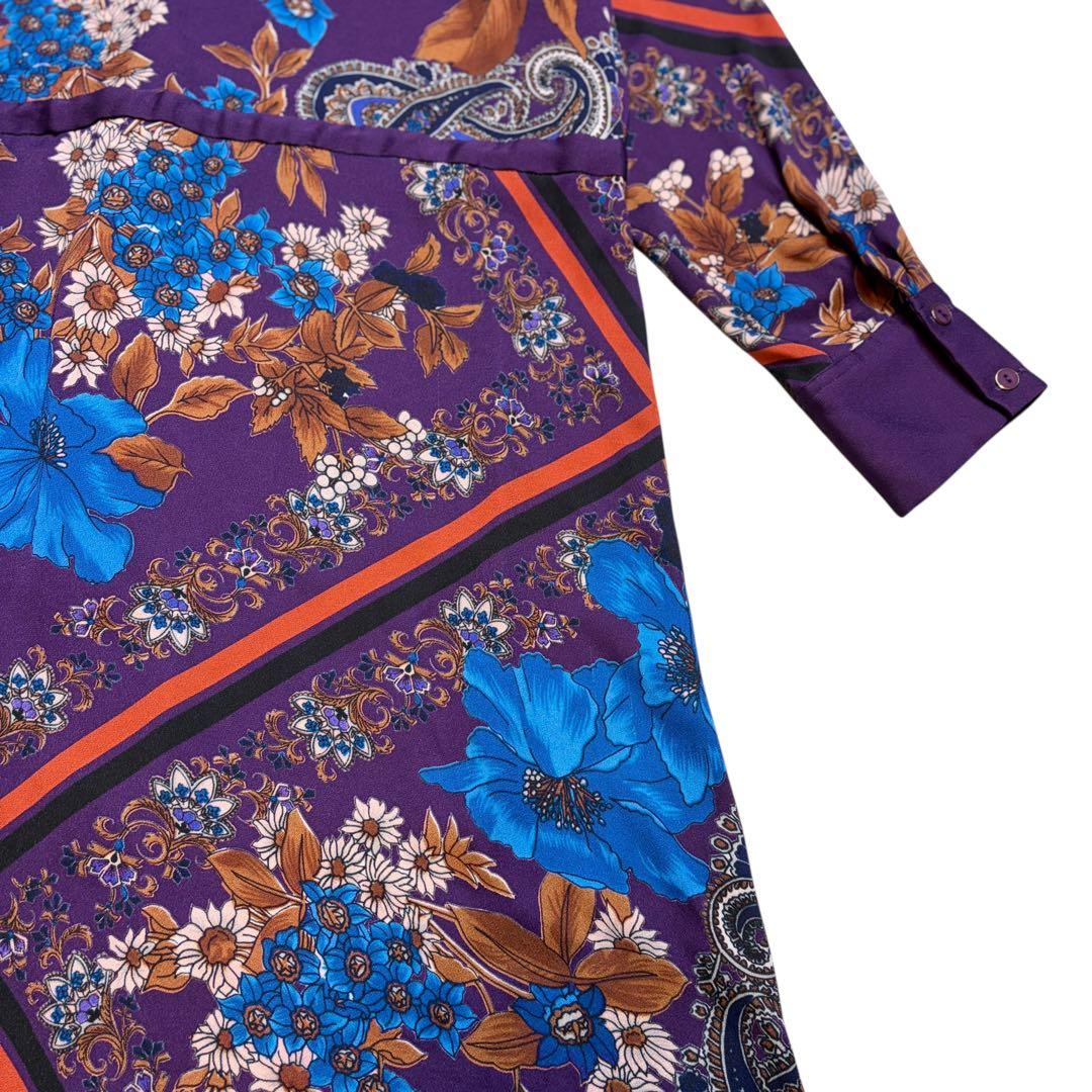 美品 グレース コンチネンタル ボタニカル スカーフ ロング ワンピース 花柄