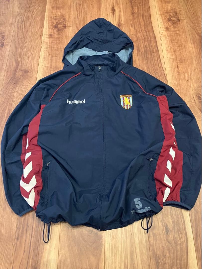 アストンヴィラ hummel ナイロンジャケット DWS 収納フード付　古着