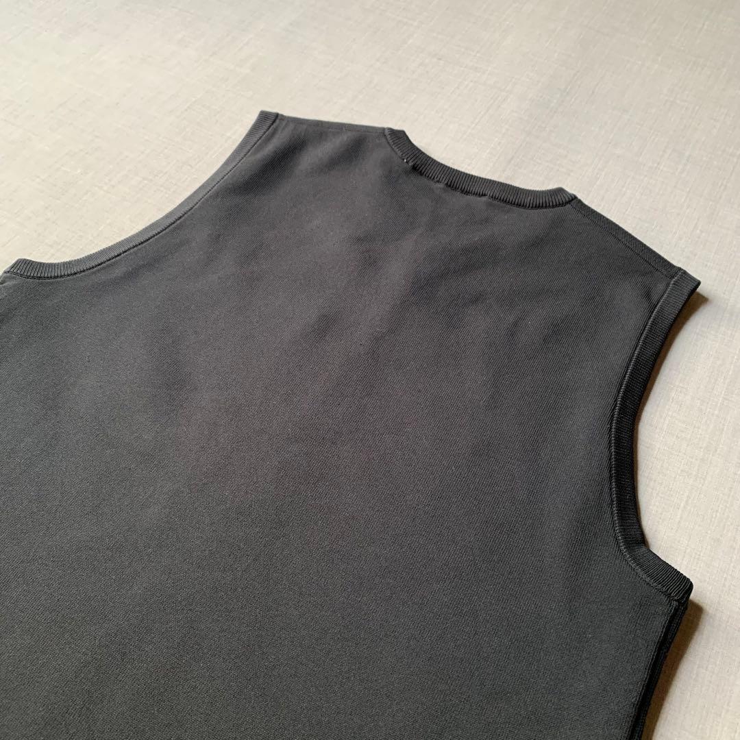 美品 DESCENTE ジャガードニット ベスト デサント ブラック O