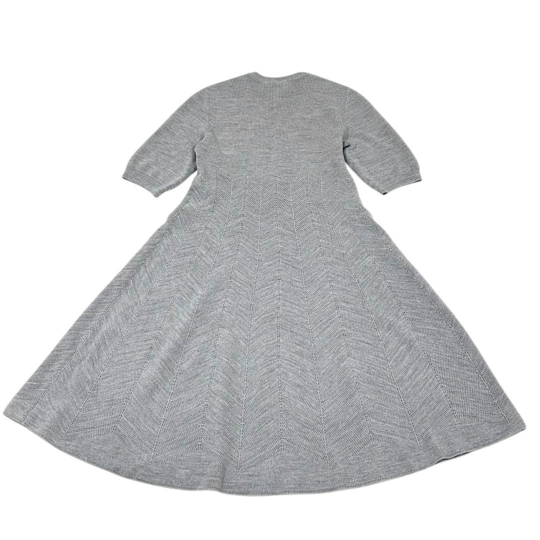 フェラガモ シルク混 ウール ニットワンピース ヘリンボーン グレー M