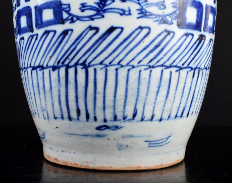 中国　青花　喜字文雙耳瓶　V　3907B