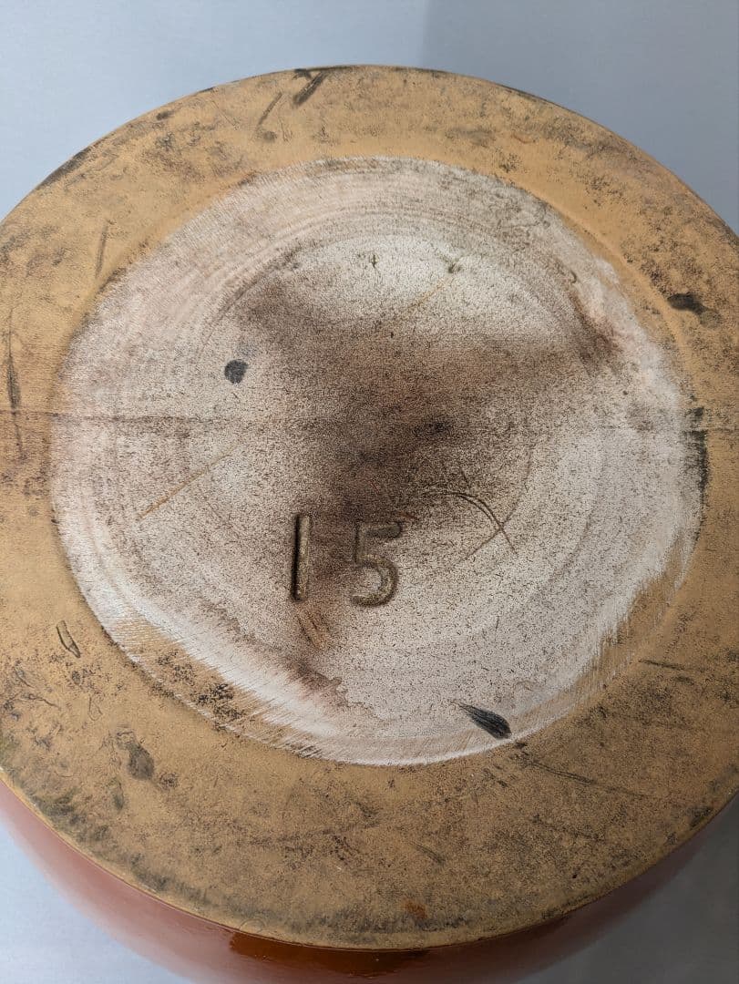 0005.日本製/久松窯/木蓋付きかめ壺/15号