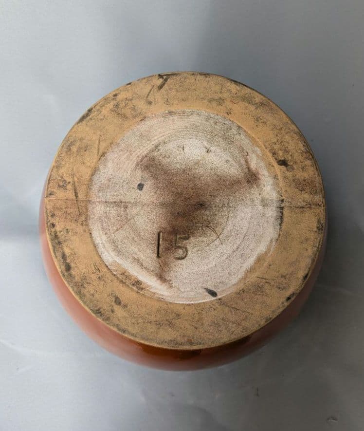 0005.日本製/久松窯/木蓋付きかめ壺/15号